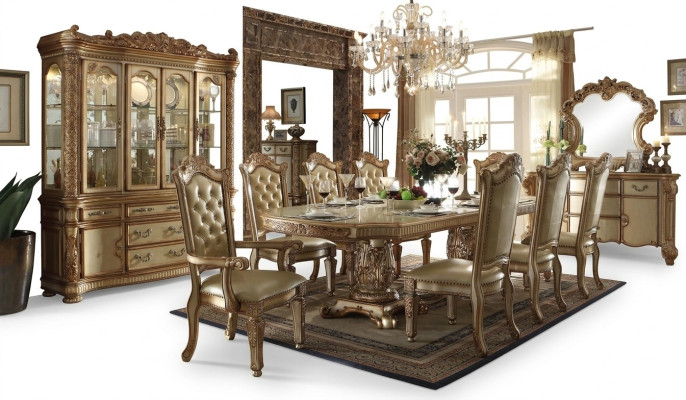 Königliche 7tlg. Esszimmer Garnitur Esstisch 6x Stühle Barock Rokoko Stil