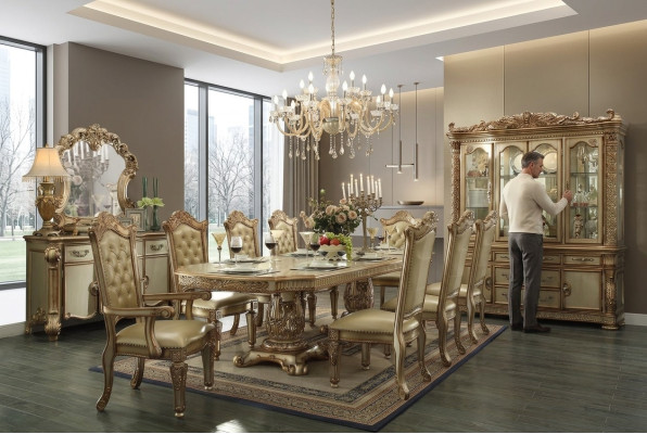 Esszimmer Set Garnitur Vitrine Tisch 8x Stuhl Kommode Spiegel Barock