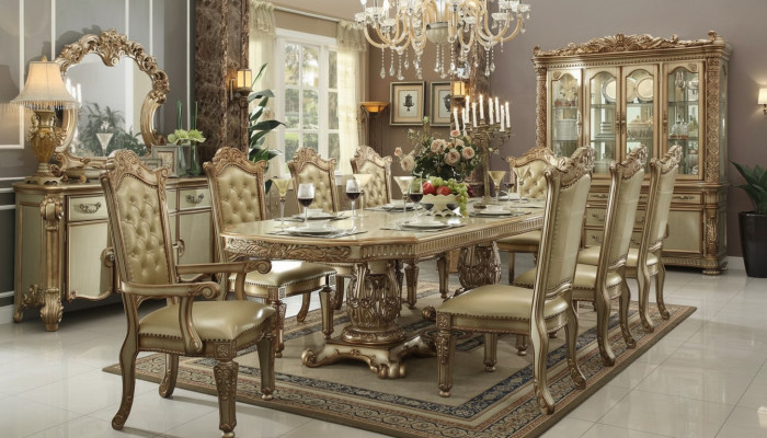 Esszimmer Set Garnitur Vitrine Tisch 8x Stuhl Kommode Spiegel Barock