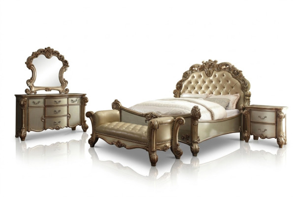 Bett 2x Nachttisch 3tlg. Klassisches Schlafzimmer Set Luxus Barock Rokoko