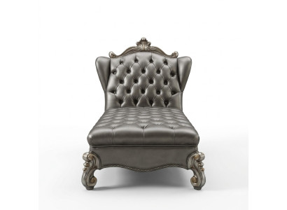 Chaiselongues Chesterfield Liege Chaise Leder Sofa Relax Silber Barock