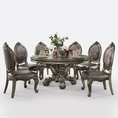 Design Rund Tisch 6x Stühle Ess Zimmer Sitz Runde Polster Tische Garnitur
