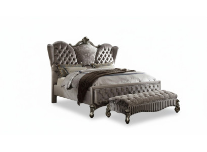 Bett Polsterbett Luxus Doppel Schlafzimmer Deko Barock Holz Leder Betten