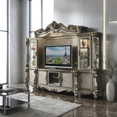 Wohnwand TV-Wand Anbauwand Wohnzimmer Schrank Geschnitzte Möbel