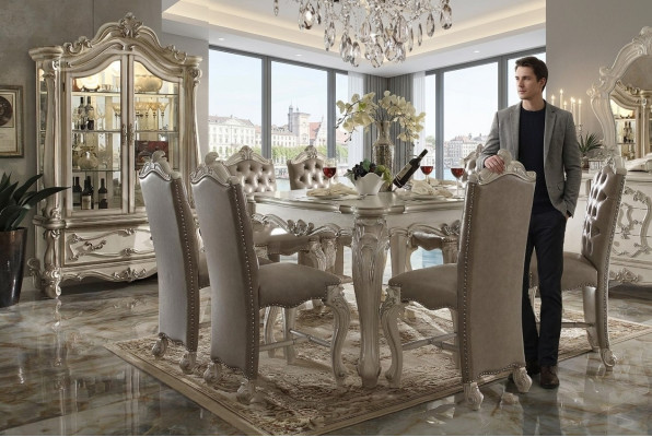 Graues Esszimmer Set Vitrine Esstisch Garnitur 8x Stühle Tisch Gruppe 10tlg. Set