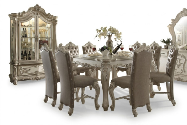 Graues Esszimmer Set Vitrine Esstisch Garnitur 8x Stühle Tisch Gruppe 10tlg. Set