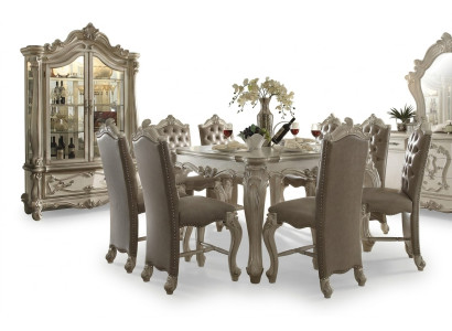 Graues Esszimmer Set Vitrine Esstisch Garnitur 8x Stühle Tisch Gruppe 10tlg. Set