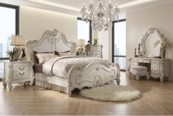 Klassisches Schlafzimmer Set Bett Nachttisch Hocker Schminktisch Spiegel