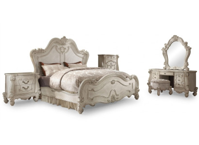 Klassisches Schlafzimmer Set Bett Nachttisch Hocker Schminktisch Spiegel