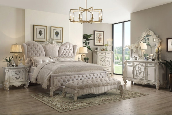 Klassisches Bett Doppelbett Bett Design 2x Nachttische Holz Betten Neu
