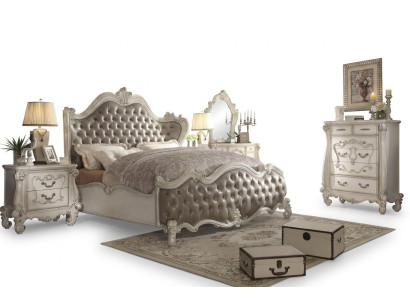 Klassisches Bett Barock Chesterfield Rokoko Stil Doppel Hotel Leder Antik