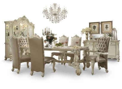 Königliche 7tlg. Garnitur Esszimmer Set Rokoko-Barock Tisch mit 6x Stühlen
