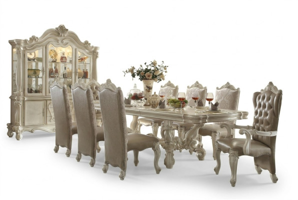 Barock Stil Esszimmer Garnitur Luxuriöser Esstisch 8x Stühle Anrichte Spiegel