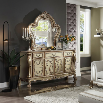 Edle Kommode Buffet Kommoden Schrank + Spiegel Barock Rokoko Anrichte Holz neu