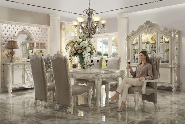 Königliche Esszimmergarnitur Barock-Rokoko Esszimmer Möbel 6x Stühle Esstisch 7tlg. Set