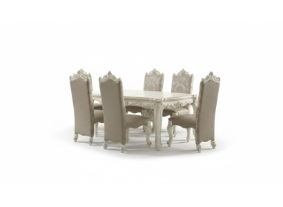 Königliche Esszimmergarnitur Barock-Rokoko Esszimmer Möbel 6x Stühle Esstisch 7tlg. Set