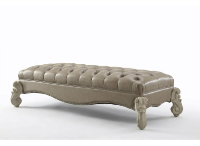 Hocker Beistell Chaiselounge Fußhocker Chesterfield Leder Ottomane Barock Rokoko