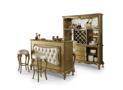 Moderne Barganitur Designer Chesterfield Bartisch mit 2x Barhocker Komplettes Set 3 tlg.