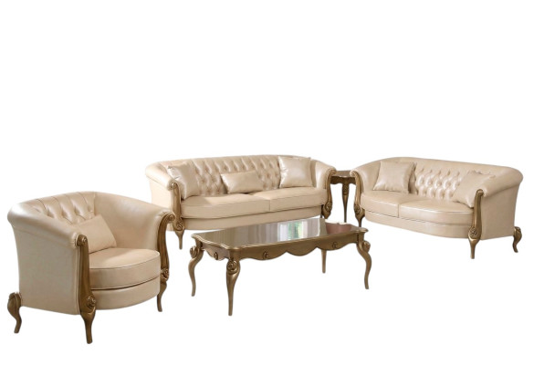 Luxus Möbel Sofagarnitur Couch Sofa Polster 3+2+1 Sitzer mit Couchtisch Couchen