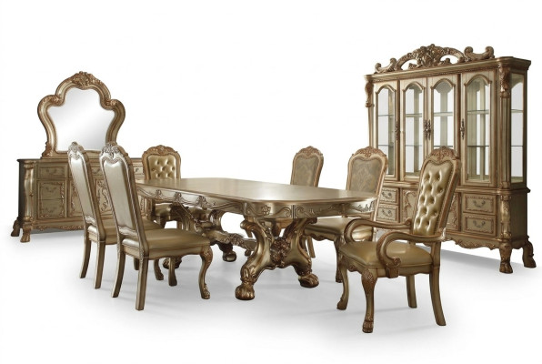 Klassischer Esstisch Luxus Chesterfield Stühle Designe Esszimmergarnitur 9tlg.