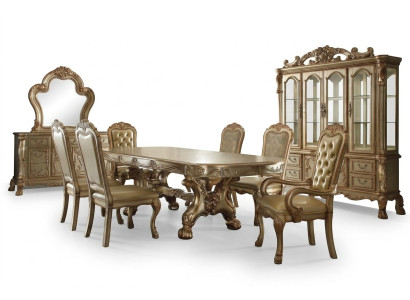 Klassischer Esstisch Luxus Chesterfield Stühle Designe Esszimmergarnitur 9tlg.