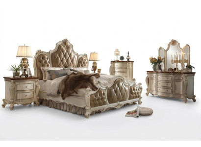 Schlafzimmer Set Nachttische Bett 5tlg. Rokoko Barock Antik Stil Holz Bett