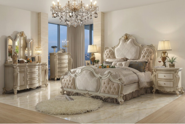 Klassisches Bett Barock Chesterfield Rokoko Hotel Stil Doppel Leder Antik