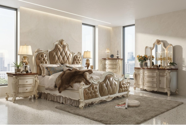 Luxus Chesterfield Betten Leder Königliches Palast Bett Hotel Doppelbett