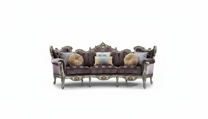 Klassische Viersitzer Wohnzimmer Couch Textil Rokoko Barock Luxus Sofa