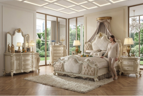 Designer Schlafzimmer Bett 2x Nachttische Kommode 4tlg. Set Neu 180x200cm