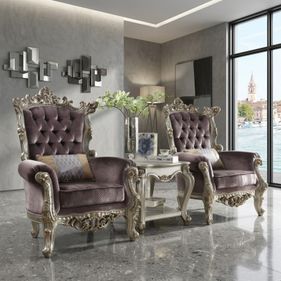 Polster 1 Sitzer Antik Stil Stühle Beige Barock Holz Thron Königlicher Sessel