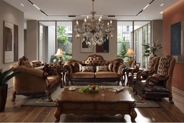 Klassische Sofagarnitur 3+2+1 Sitzer Sofa Couch Polster Textil Chesterfield