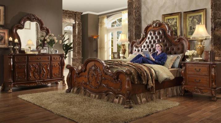 Bett 2x Nachttische 3tlg. Set Möbel Barock Rokoko Schlafzimmer Set