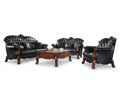 Komplett Set Sofagarnitur 3+1 Sitzer Holz Wohnlandschaft 2tlg Gruppe
