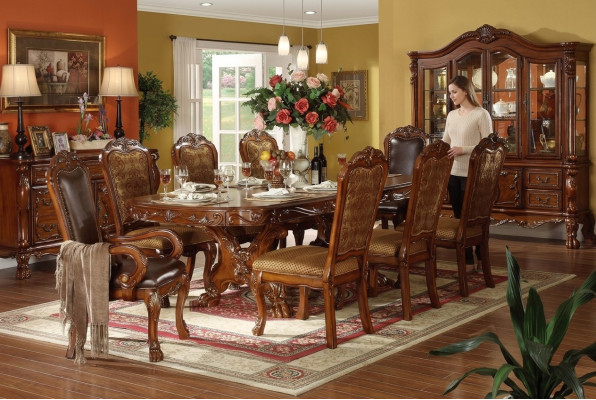 Klassischer Esstisch Tisch Holz Esszimmer Garnitur 6x Set Stuhl Stühle