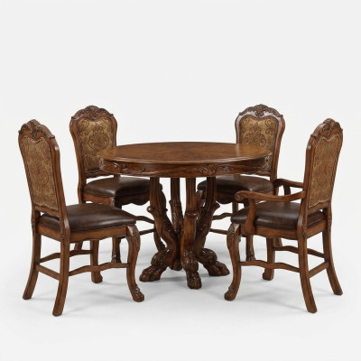 Set 4x Stuhl Echtes Holz Polster Sitz Esszimmer Garnitur Esszimmer Stühle
