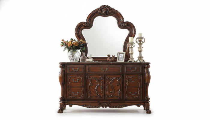 Kommoden Schrank mit Spiegel Edle Kommode Buffet Barock Rokoko Holz neu Anrichte
