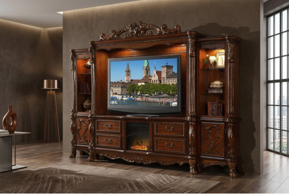 Wohnwand TV Wand Holz Stil Barock Regal Klassische Wohnzimmer Möbel