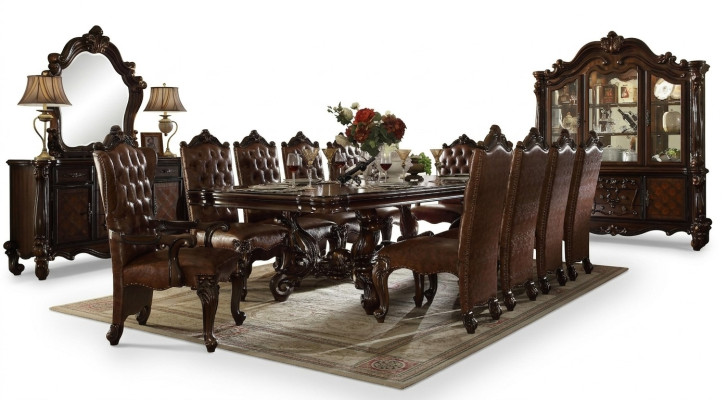 Klassische Barock Esszimmergarnitur Luxurs Esstisch Chesterfield Stühle 14tlg Set