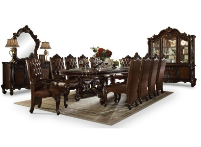 Klassische Barock Esszimmergarnitur Luxurs Esstisch Chesterfield Stühle 14tlg Set