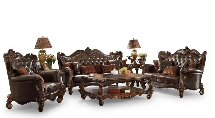 Polster Garnitur Gruppe Holz Geschnitzte Möbel Sofagarnitur 3+2 Sitz Sofa