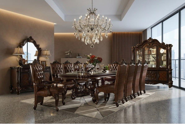 Esszimmer Garnitur 9tlg Barock Rokoko Tisch 8x Stühle Stuhl Gruppe