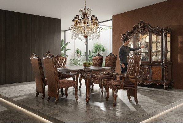 Komplett Deko Set Esstisch + 6 Stühle Esszimmer Set Ess Gruppe Holz Tisch