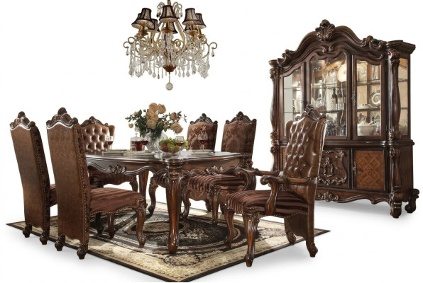 Komplett Deko Set Esstisch + 6 Stühle Esszimmer Set Ess Gruppe Holz Tisch