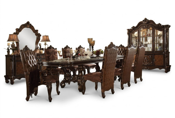 Klassisches Komplettes Set Esstisch + x6 Chesterfield Stühle Esszimmer Garnitur