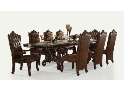 Klassischer Esstisch Holz Esszimmer Garnitur 8x Stühle Designer Set