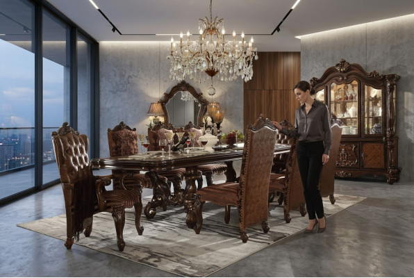 Esszimmer Set Garnitur Vitrine Tisch 8x Stühle Kommode Deko Spiegel Barock Stil