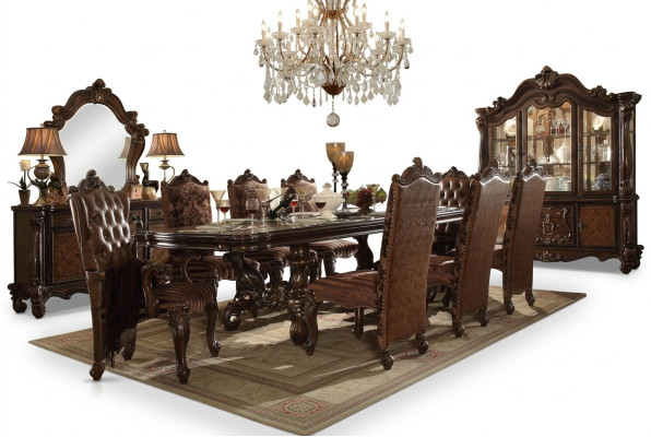 Esszimmer Set Garnitur Vitrine Tisch 8x Stühle Kommode Deko Spiegel Barock Stil