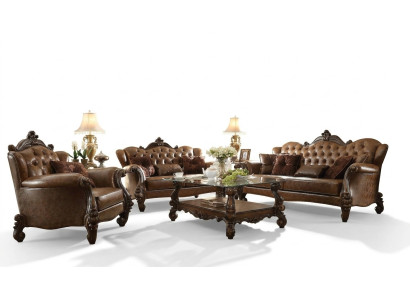 Ledersofa Barock Stil Rokoko Leder Couch Sofa Polster Sitz 3 Sitzer Dreisitzer