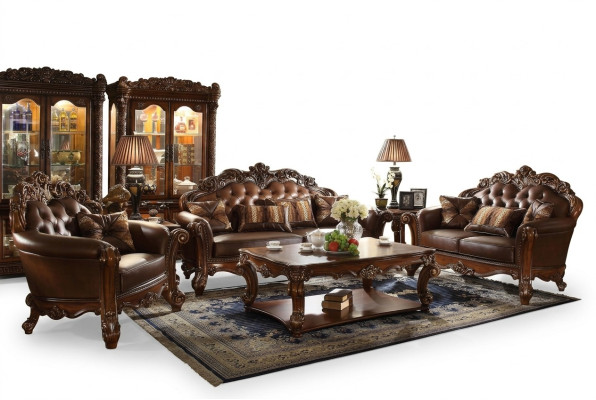 Klassische Garnitur 3+2+1+1 Sitzer Sofagarnitur Couch Sofa Leder Sofa